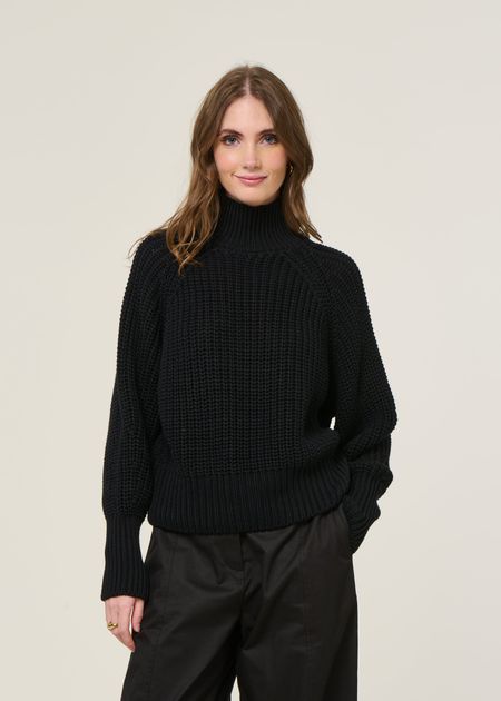 Pull maille en coton bio | noir "ola - black"