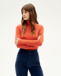 Sous-pull col montant en refibra et coton bio | orange "pumpkin trash ellen"