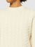 Pull texturé en laine certifiée | écru "lambswool cable crew neck buttercream" - Knowledge Cotton Apparel