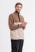 Sweat marron et beige en coton bio - divided half zip sweatshirt oatmeal/chestnut