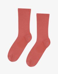 Chaussettes hautes corail en coton bio - bright coral