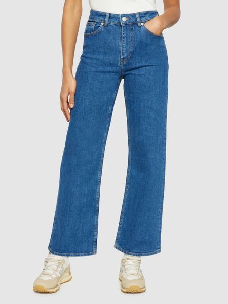 Jean droit en coton bio | bleu "gale straight mid-rise medium blue 5-pocket jeans"