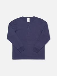 T-shirt manches longues en coton bio | bleu "ls henley - midnight"