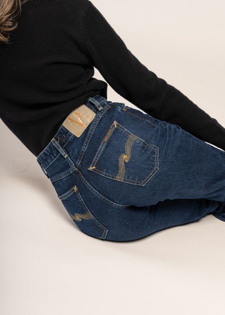 Jean large en coton bio | bleu foncé "clean eileen indigo dipped" - Nudie Jeans