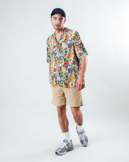 Chemise en coton bio et lyocell | multicolore "irezumi tattoo aloha" - Brava Fabrics