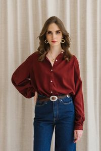 Blouse en tencel | bordeaux "evi tencel blouse - brick"