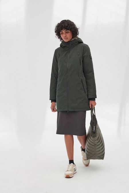 Manteau long vert en polyester recyclé - livorno