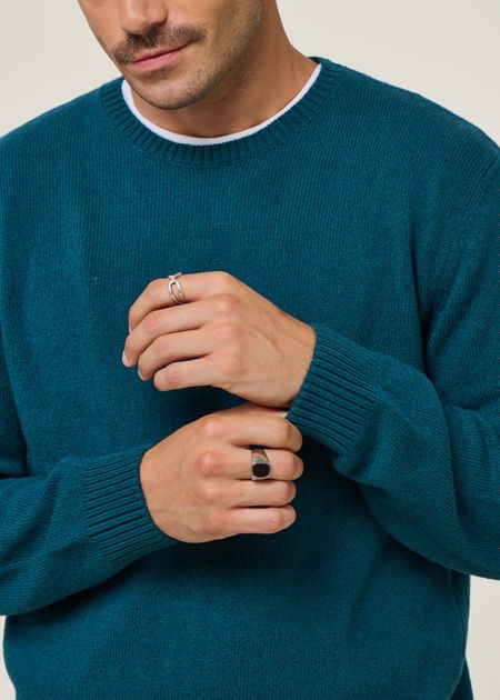 Pull en laine mérinos recyclée | bleu-vert "ocean green" - Colorful Standard