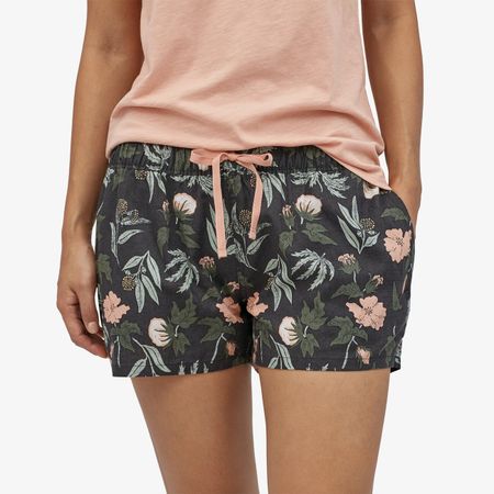 Short court imprimé fleuri en chanvre