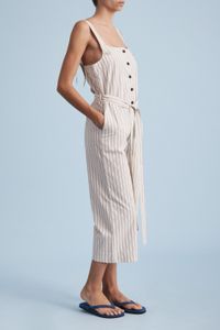 Combinaison rayée blanche en coton bio - bianca