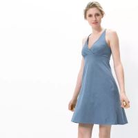 Robe unie bleue en coton bio - amber dawn