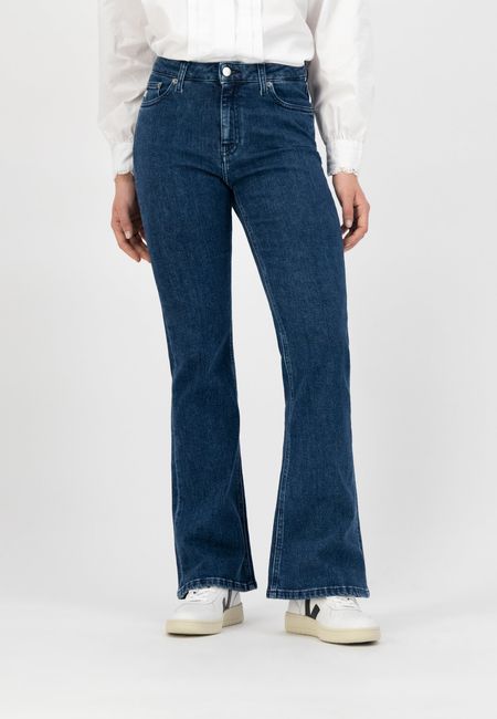 Jean flare bleu foncé en coton bio et recyclé - isy flared stone indigo