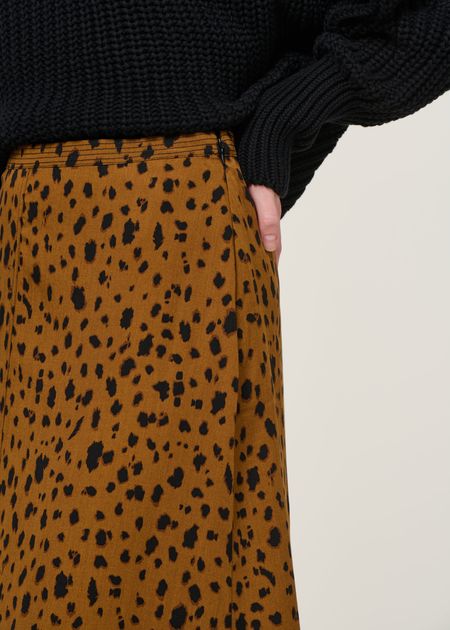 Jupe longue en tencel | "wolaaria leopaa - dark camel" - Armedangels