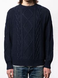 Pull marine en coton bio - didrik braided indigo