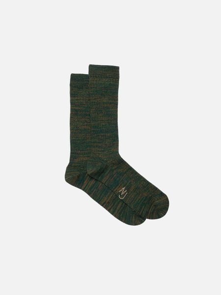 Chaussettes en coton bio | vert "rasmusson women rib sock - green melange"