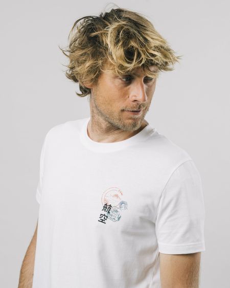 T-shirt blanc en coton bio avec imprimé - airmail