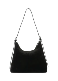 Sac à main en cuir suède certifié | noir "bari"