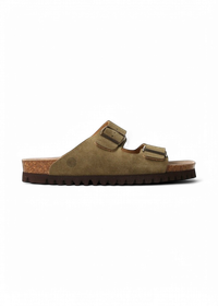 Sandales en cuir suède certifié | vert "hawaii velour kaki"