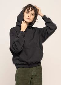 Sweat à capuche oversize en coton bio | noir "deep black"