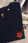 T-shirt marine brodé en coton bio - hibiscus homme - Johnny Romance