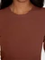 T-shirt manches longues en coton bio | marron "rib scoop neck long sleeved tiramisu" - Knowledge Cotton Apparel