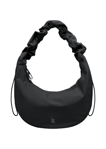 Sac bandoulière en matière recyclée | noir "moon bag ruffle black"