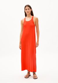 Robe longue en ecovero | rouge "nisaa litaa poppy red"
