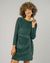Robe vert forêt velours en coton bio - corduroy belted dress forest green