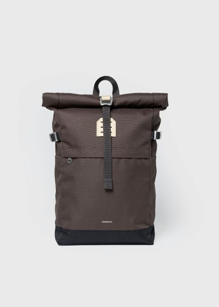 Sac à dos 23l en matière recyclée | marron "icon rolltop backpack m - brown with natural leather" - Sandqvist