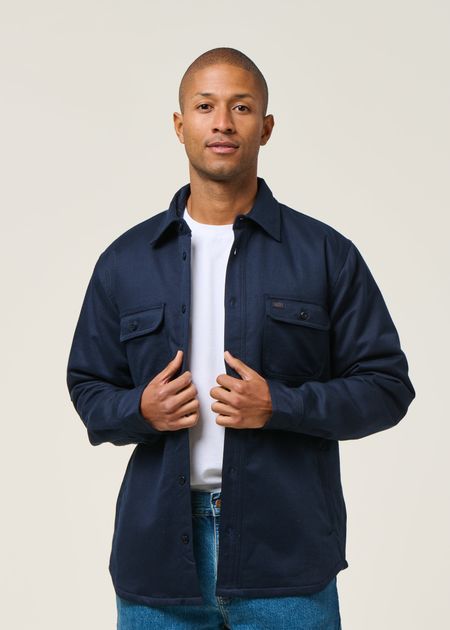 Veste en coton bio | marine "glenn padded shirt navy" - Nudie Jeans