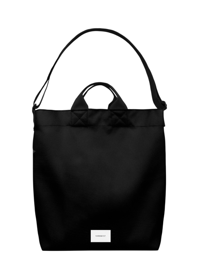 Sac tote/bandoulière 19l en matière recyclée | noir "ground shopper bag - black" - Sandqvist