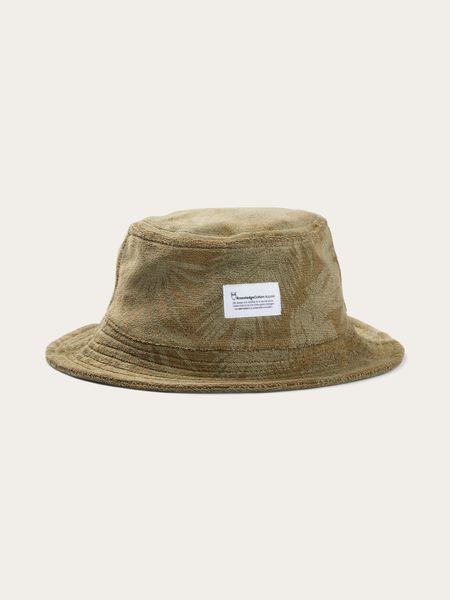 Bob imprimé vert en coton bio et matière recyclée - terry printed buckle hat aop