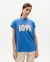 T-shirt imprimé en coton bio | bleu "love ecru volta t-shirt heritage blue" - Thinking Mu