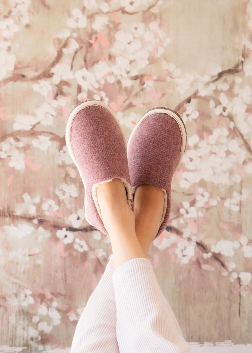 Chaussons en laine recyclée | rose "marcel rose chiné" - Caussun