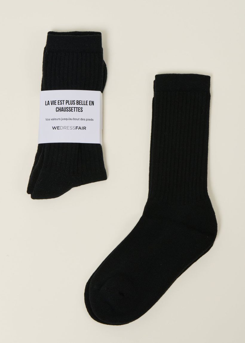La paire de chaussettes en coton bio | noir - WeDressFair Essentiels