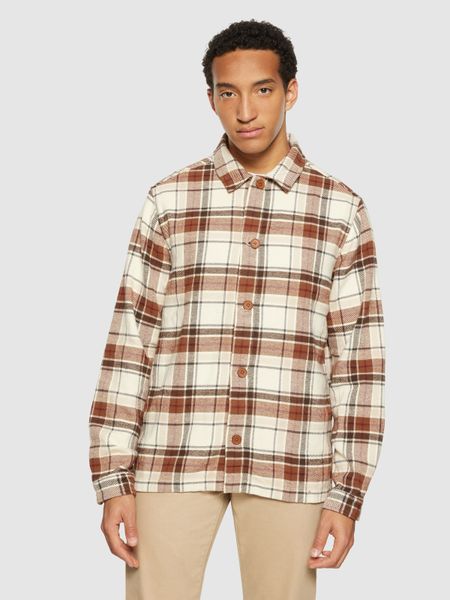 Surchemise à carreaux en coton bio | beige "big checked heavy flannel overshirt beige check"
