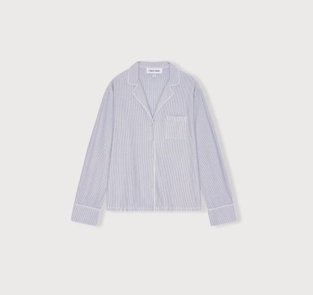 Haut pyjama en coton bio et tencel | rayé bleu "core sleep shirt - blue stripe"