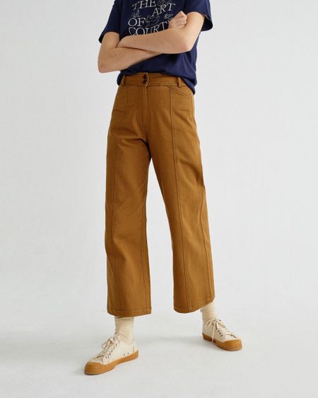 Pantalon large camel en coton bio - kupalo