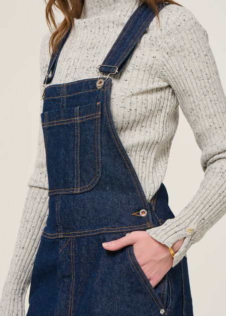 Salopette jean en coton bio | bleu "jonna dungaree - deep blue" - Kuyichi