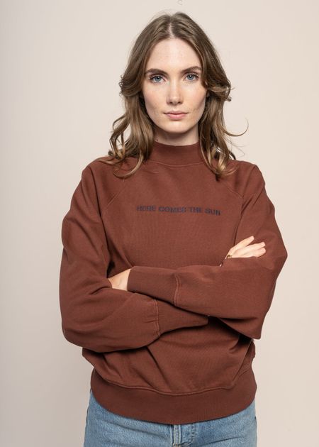 Sweat en coton bio | marron "here comes the sun coffee fantine sweatshirt - brown"