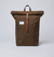 Sac à dos roll-top olive en coton bio, polyester recyclé et cuir - dante