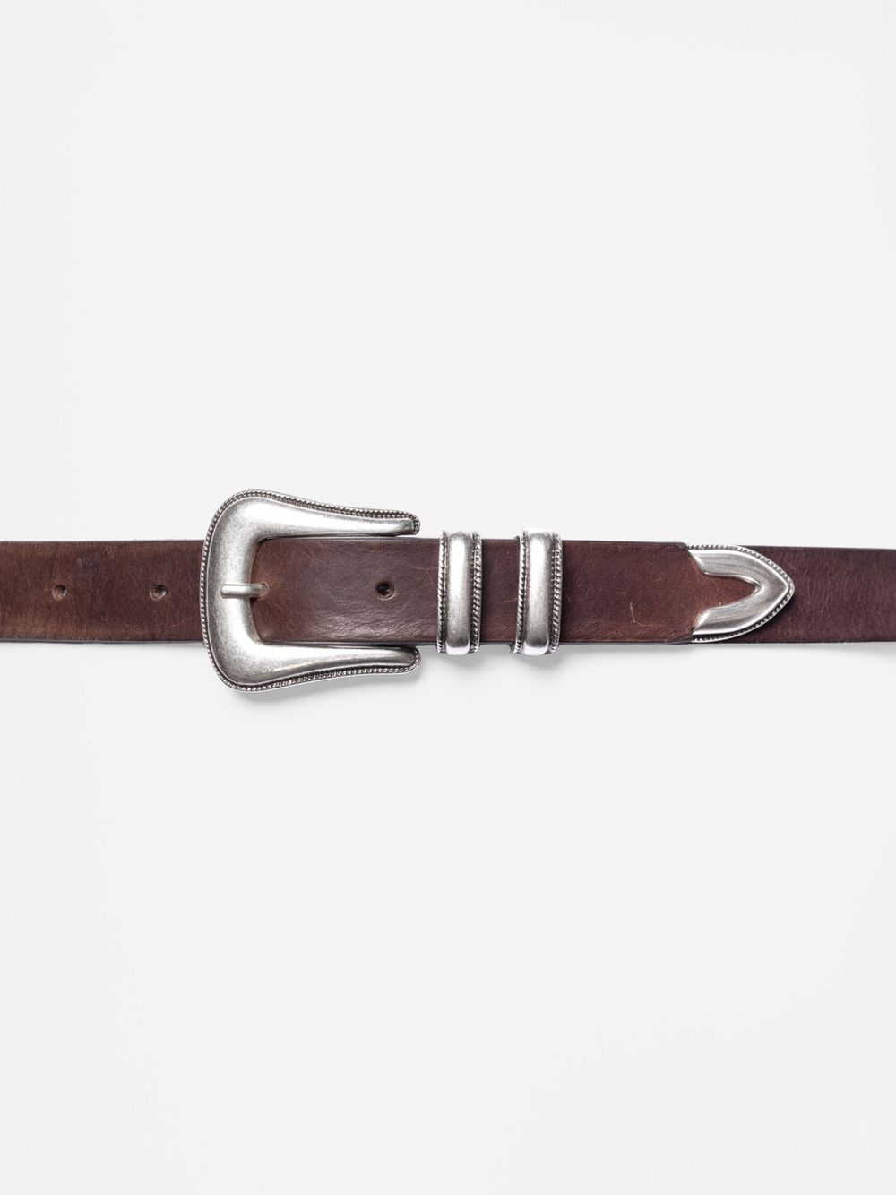 Ceinture en cuir | marron "western silver belt - dark brown" femme
