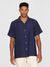 Chemise en lin biologique | bleu "box short sleeve linen shirt yarndyed - total eclipse"