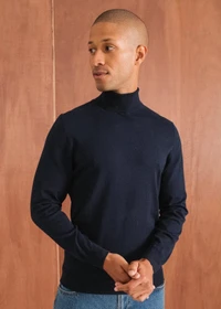 Pull col roulé en coton bio | marine