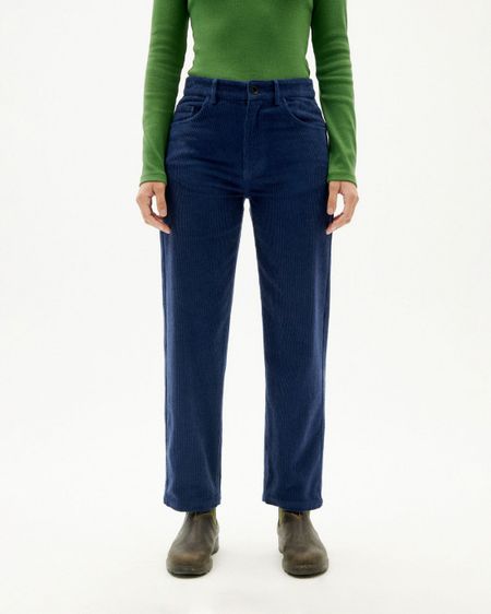 Pantalon droit marine velours en coton bio - navy corduroy nele pants
