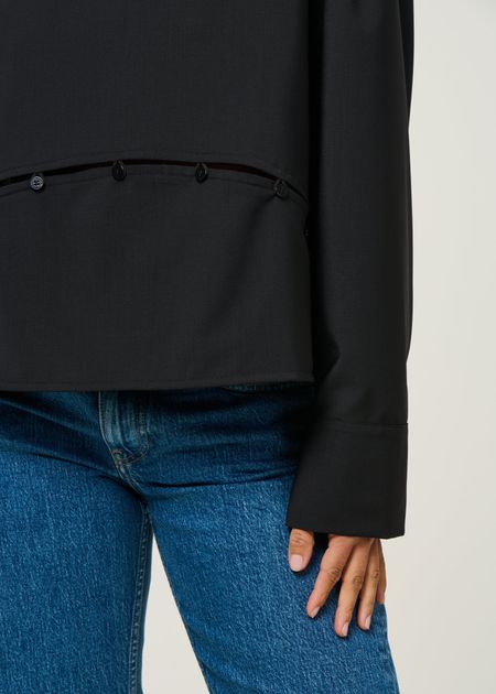Blouse en laine froide certifiée | black "marion blouse - black" - Thinking Mu