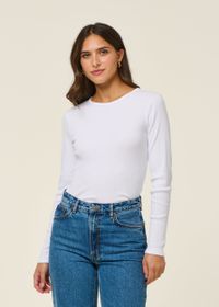 T-shirt manches longues côtelé en coton bio | blanc