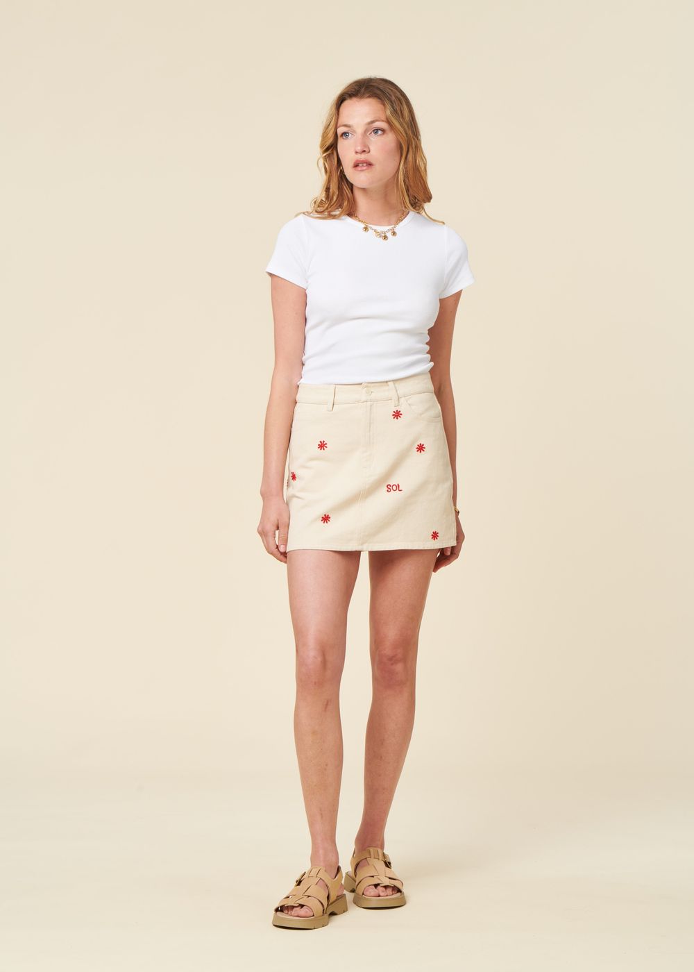 Jupe en coton bio | écru &quot;sol chain kimmy skirt&quot; Thinking Mu