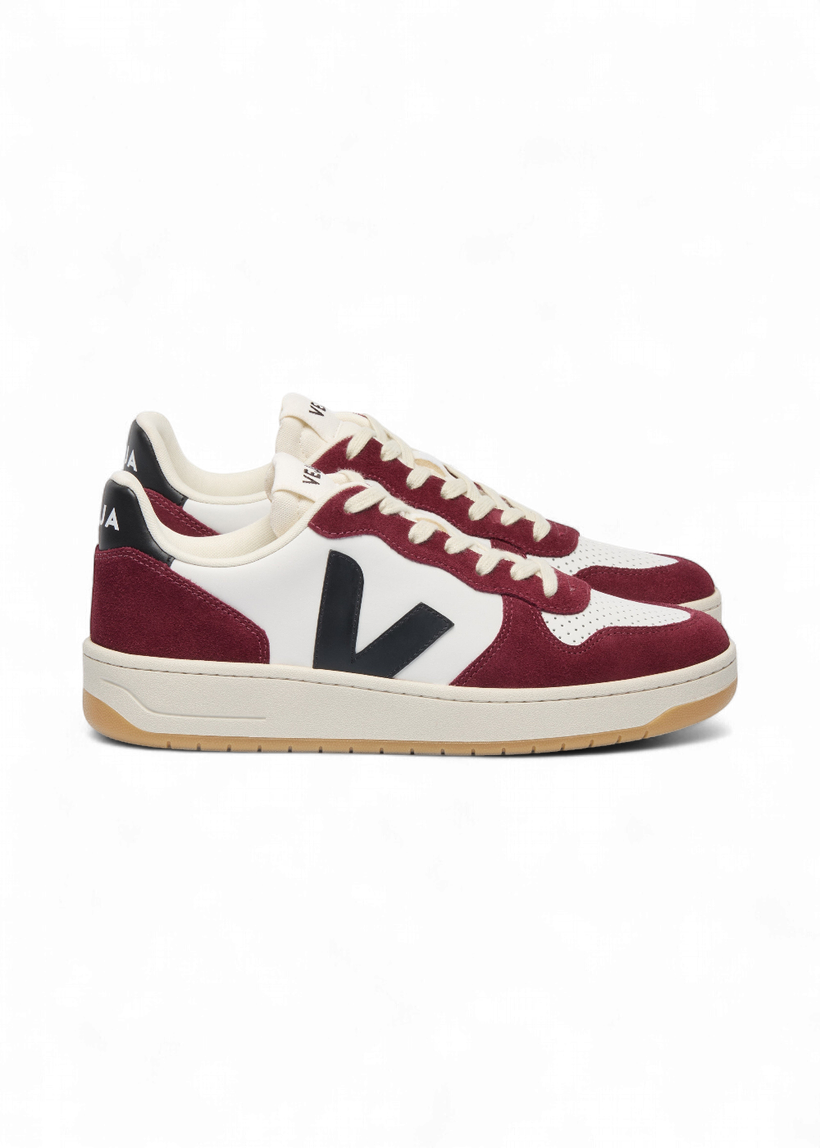 Baskets en cuir | multicolor "v-10 prime - white_black_amarante" - Veja