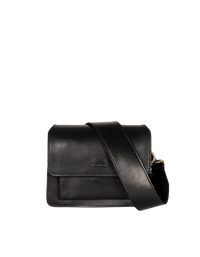 Sac à main bandoulière en cuir certifié | noir "harper mini black classic leather"
